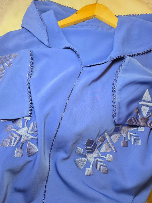 Jellaba bleu en crêpe