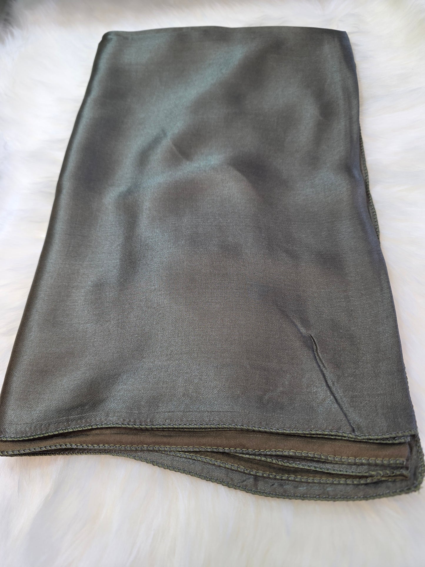 Foulard en Fibre de Soie Uni 170×60 cm Vert olive