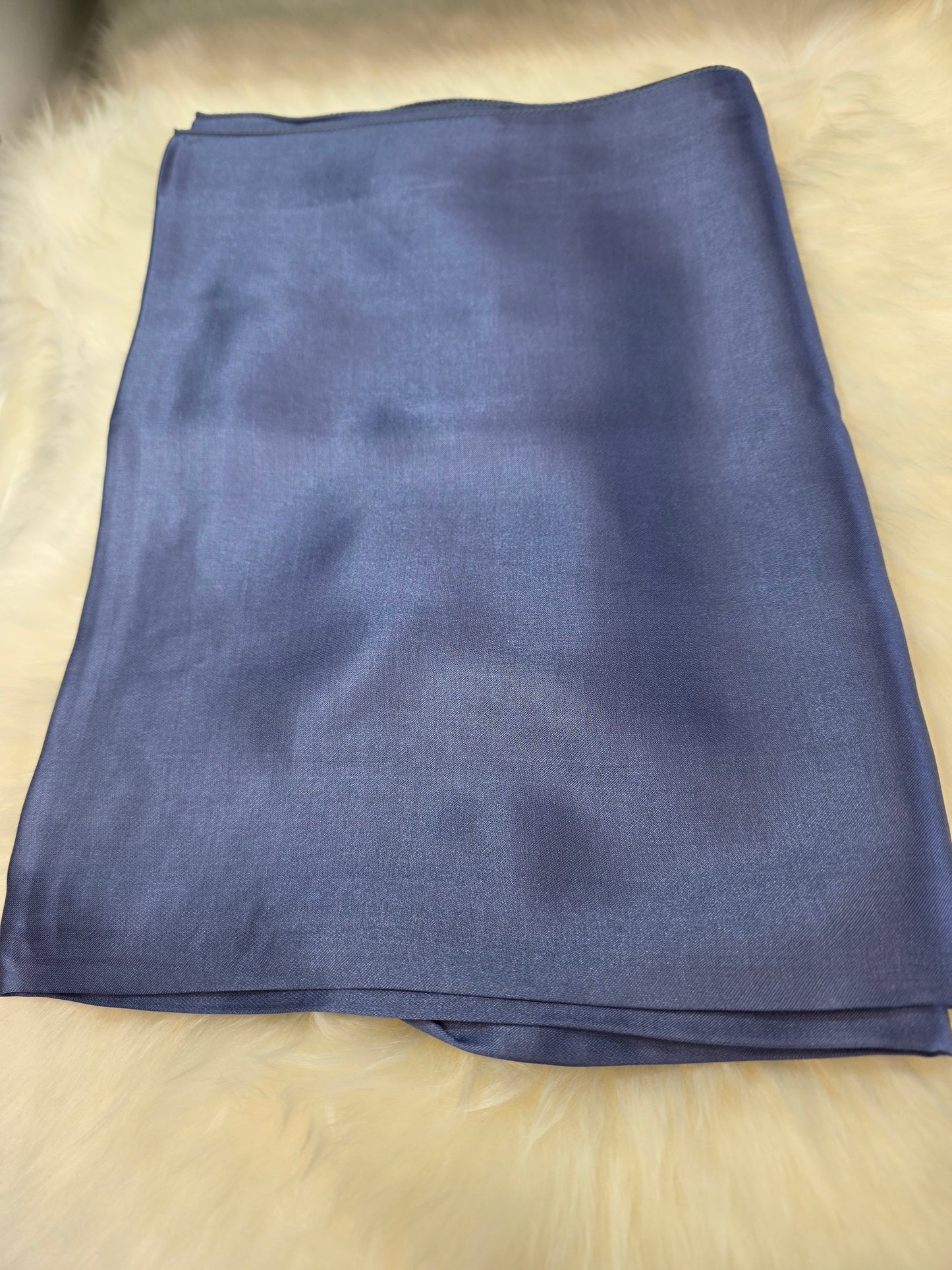 Foulard en Fibre de Soie Uni 170×60 cm Bleu