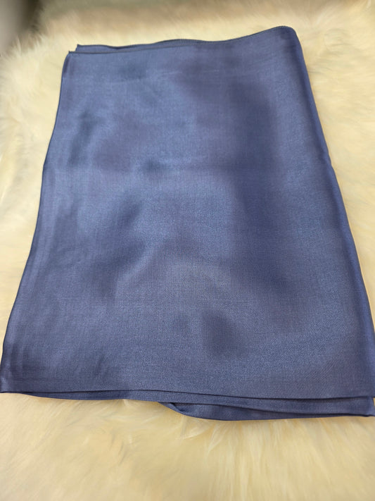 Foulard en Fibre de Soie Uni 170×60 cm Bleu
