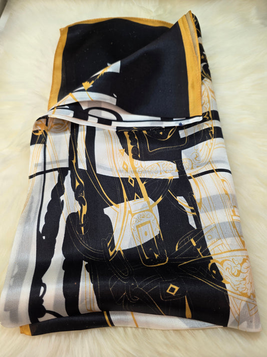 Foulard Soie Premium – Rectangle 170 x 60 cm Jaune et noir