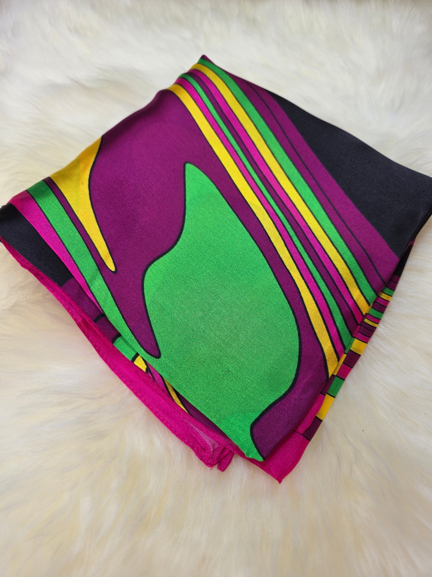 Foulard Soie Premium – Rectangle 170 x 60 cm Vert et mauve
