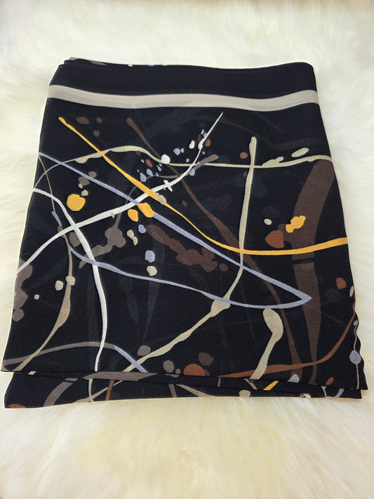 Foulard en Crêpe d'Italie 170×60 cm Noir et beige