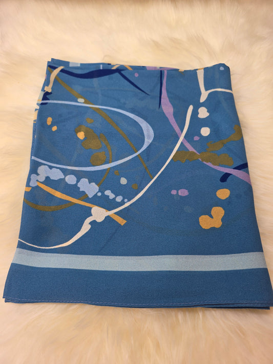 Foulard en Crêpe d'Italie 170×60 cm Bleu