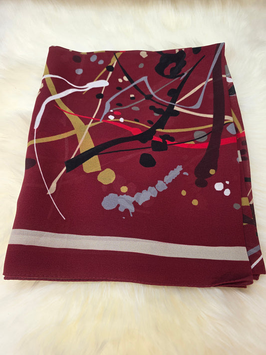 Foulard en Crêpe d'Italie 170×60 cm Bordeaux