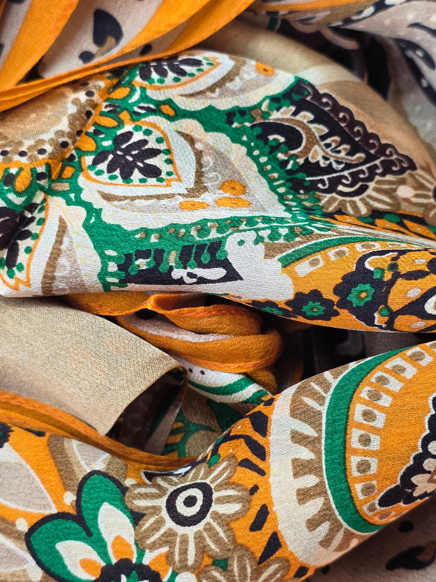 Foulard Soie Premium – Rectangle 170 x 60 cm Orange et taupe