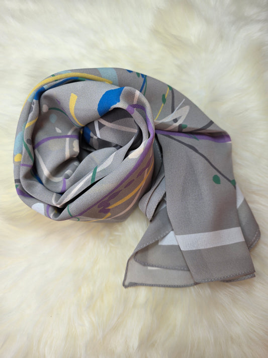 Foulard en Crêpe d'Italie 170×60 cm Gris
