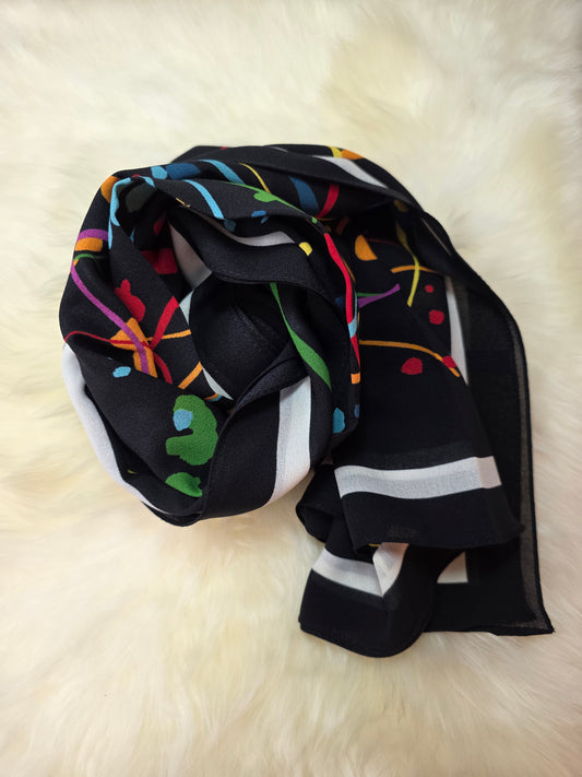 Foulard en Crêpe d'Italie 170×60 cm Noir