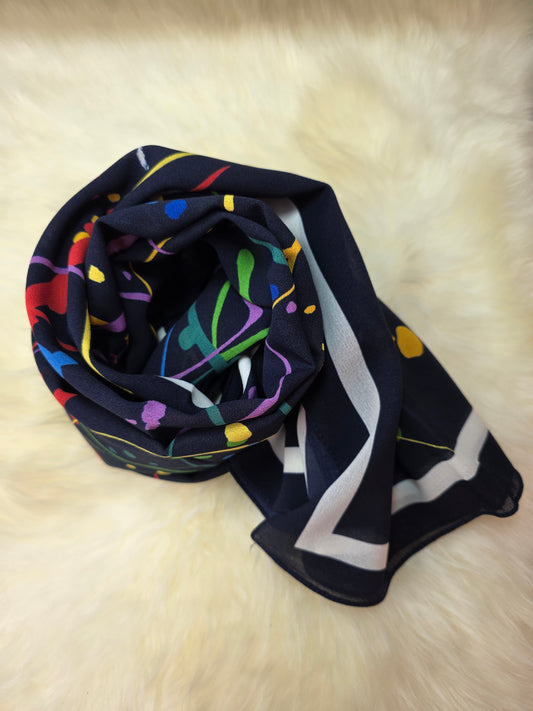 Foulard en Crêpe d'Italie 170×60 cm Bleu