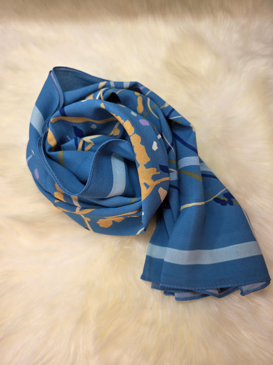 Foulard en Crêpe d'Italie 170×60 cm Bleu