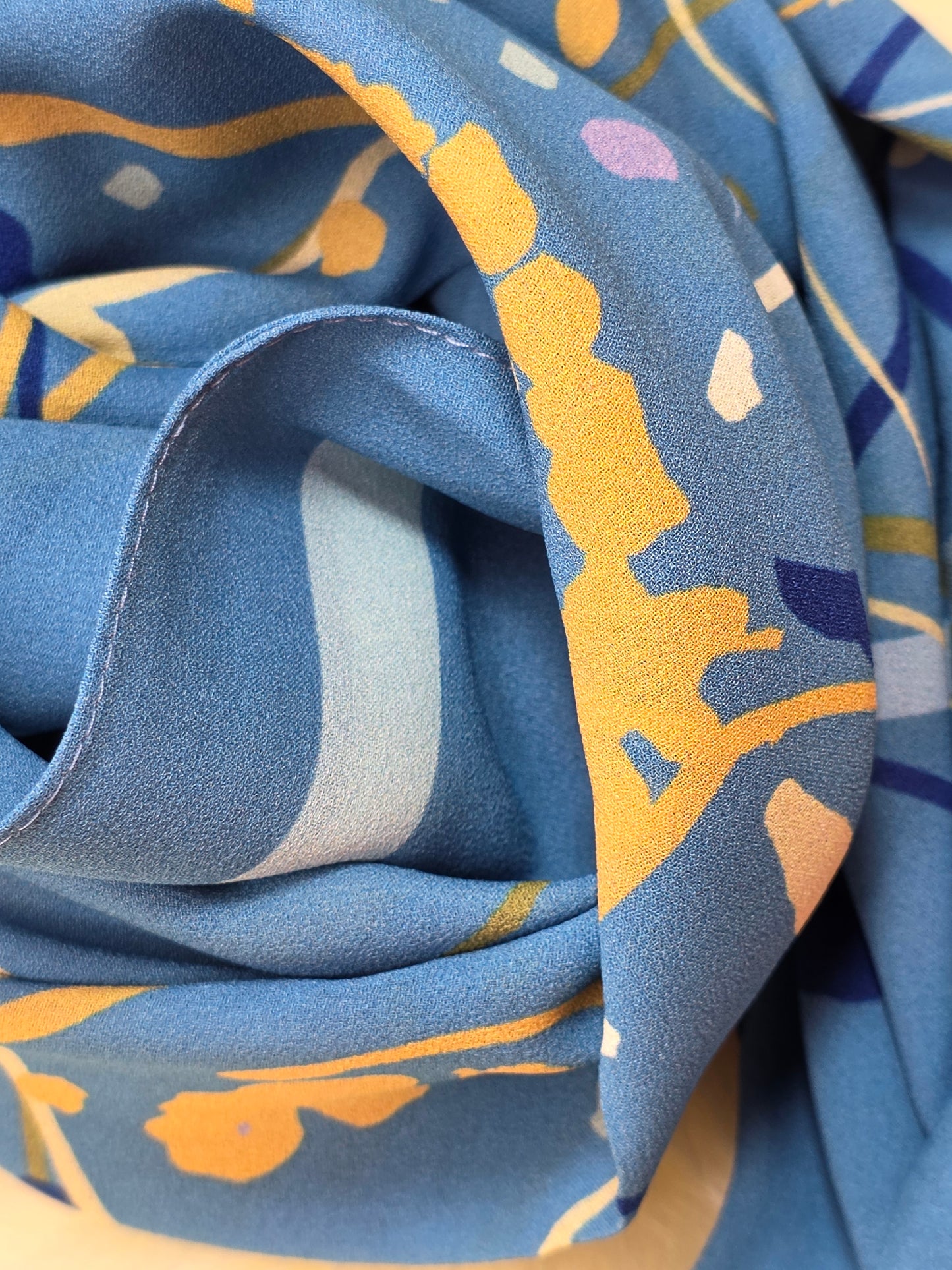 Foulard en Crêpe d'Italie 170×60 cm Bleu