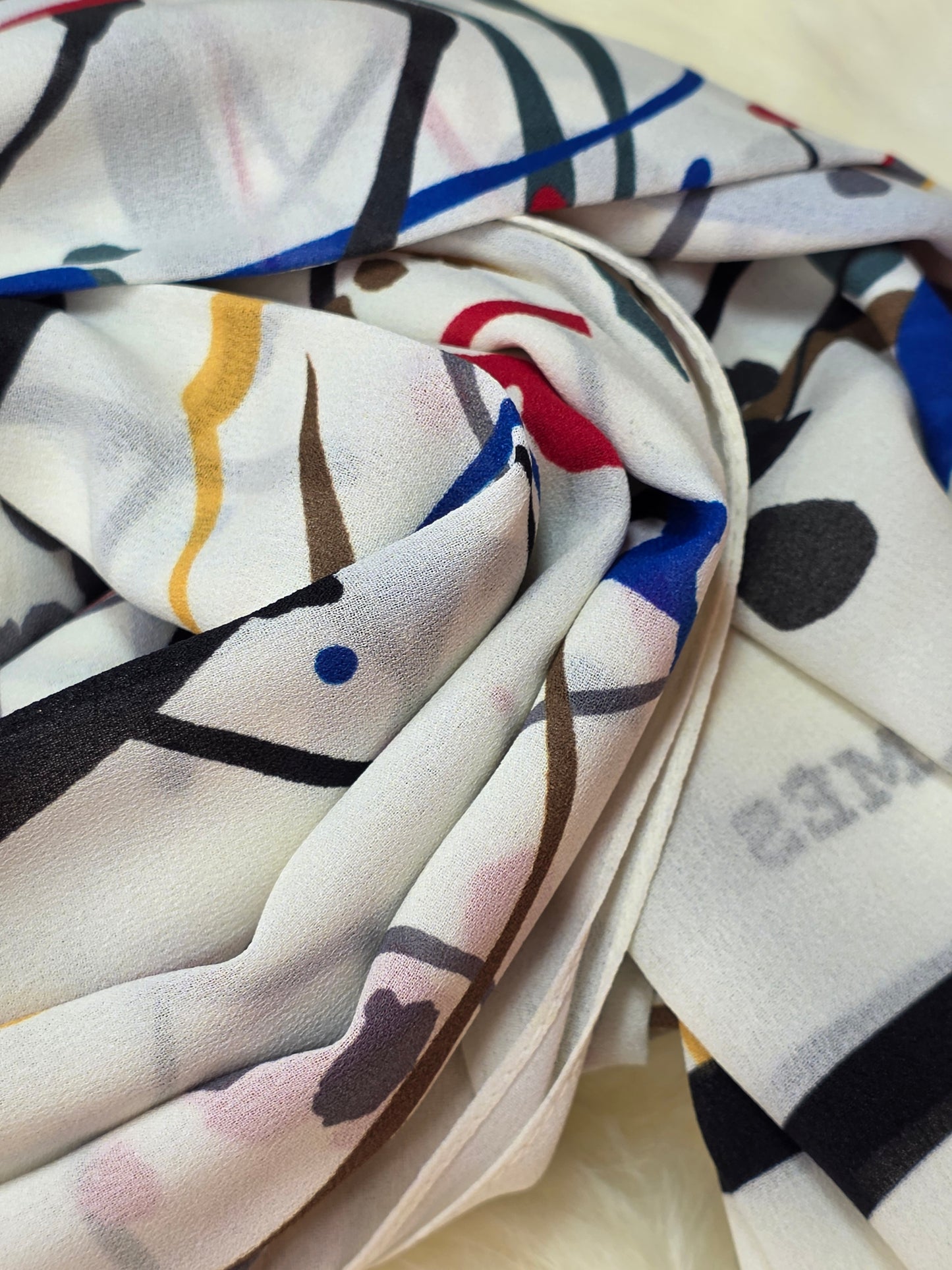 Foulard en Crêpe d'Italie 170×60 cm Beige