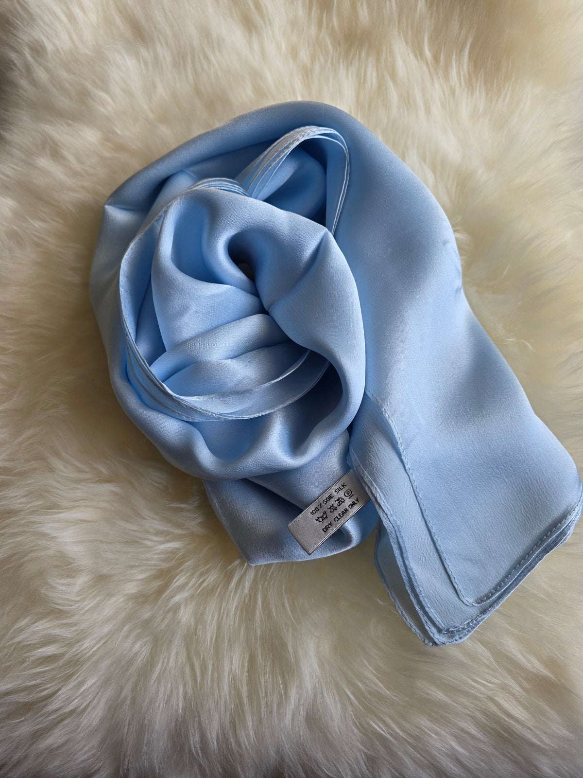 Foulard Soie Premium – Rectangle 170 x 60 cm bleu ciel