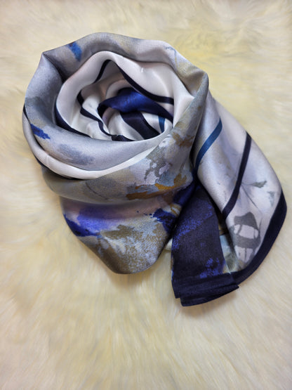 Foulard Soie Premium – Rectangle 170 x 60 cm bleu