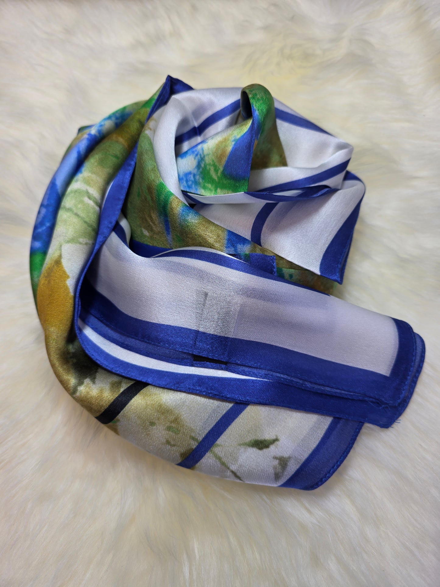 Foulard Soie Premium – Rectangle 170 x 60 cm Bleu