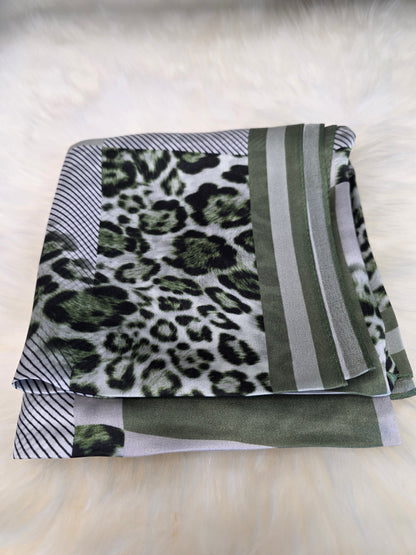 Foulard Soie Premium – Rectangle 170 x 60 cm Gris Vert olive