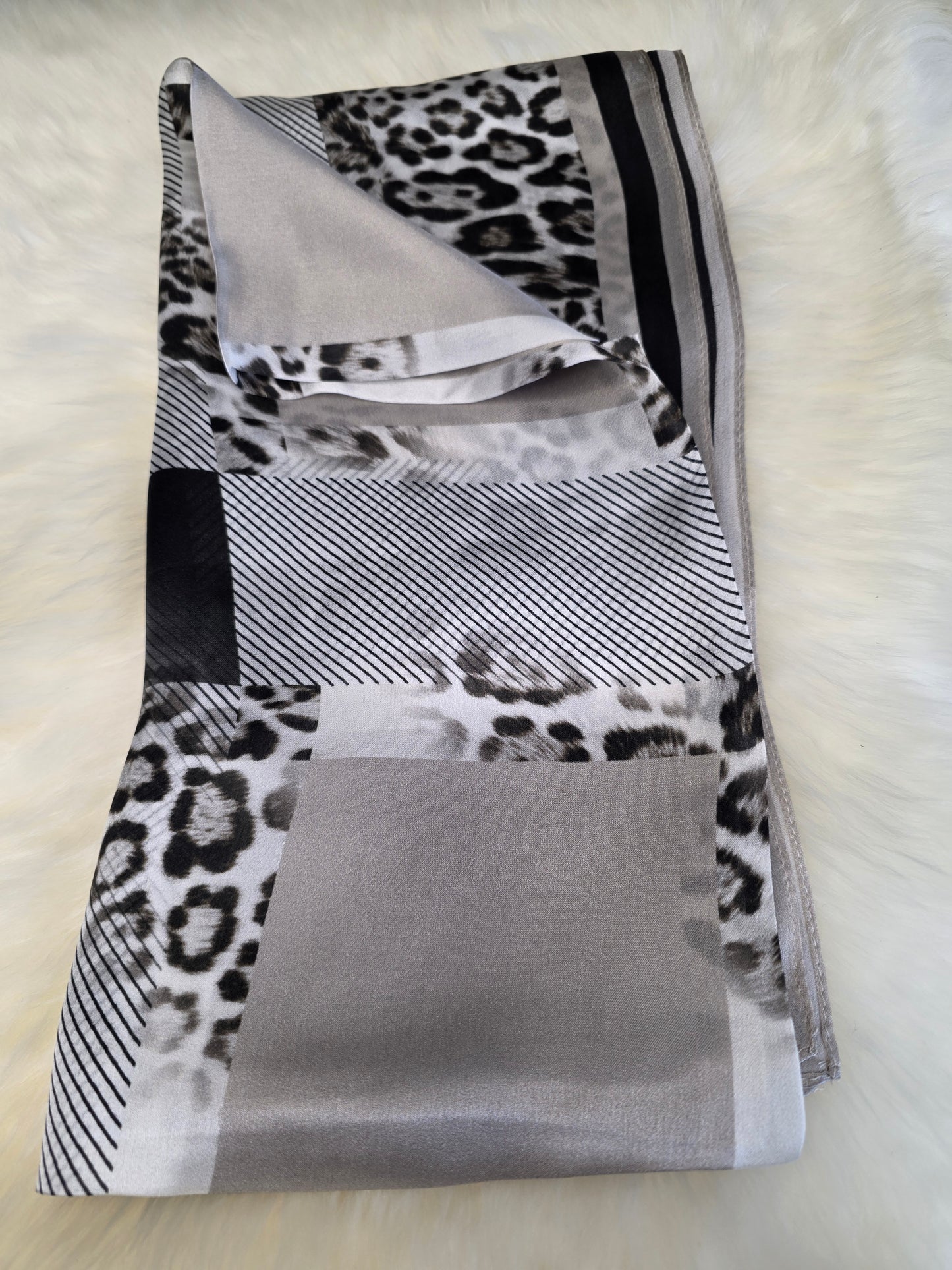 Foulard Soie Premium – Rectangle 170 x 60 cm Gris