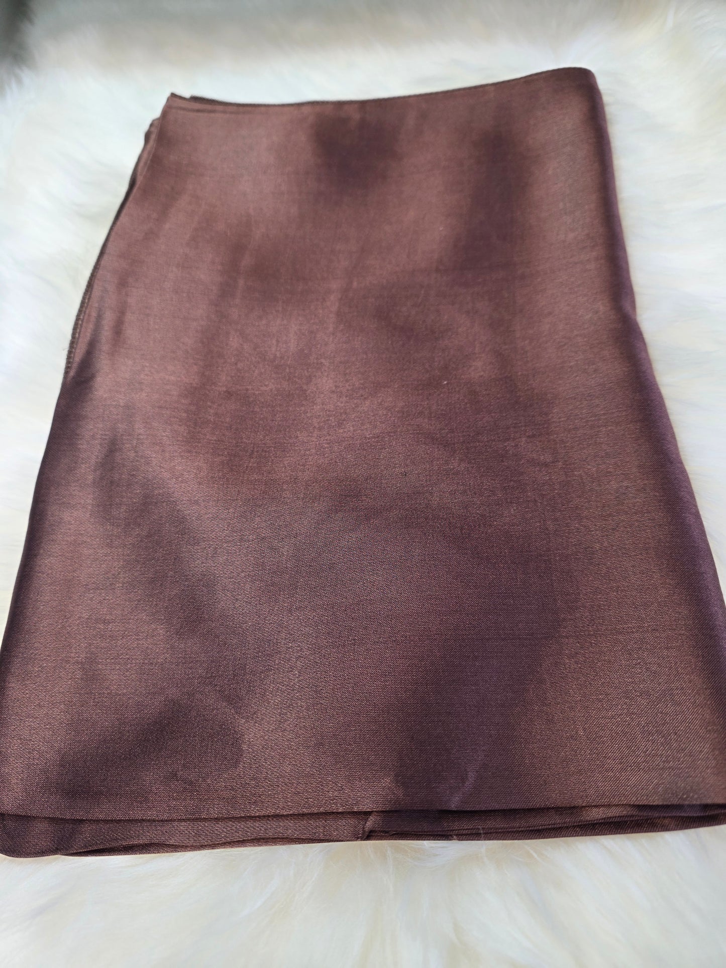 Foulard en Fibre de Soie Uni 170×60 cm Brun