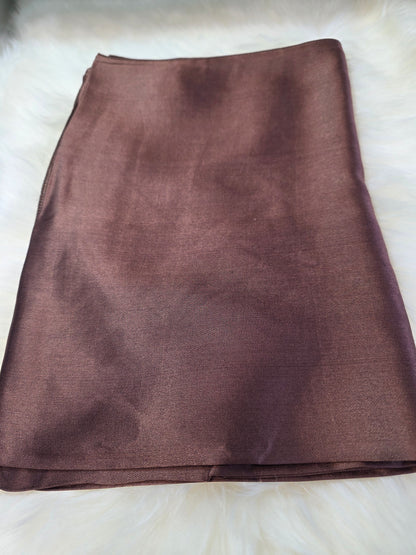 Foulard en Fibre de Soie Uni 170×60 cm Brun