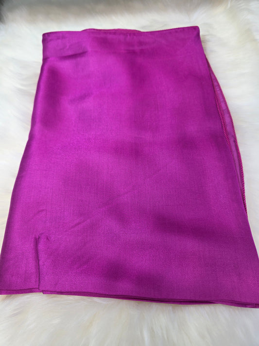 Foulard en Fibre de Soie Uni 170×60 cm Rose fushia