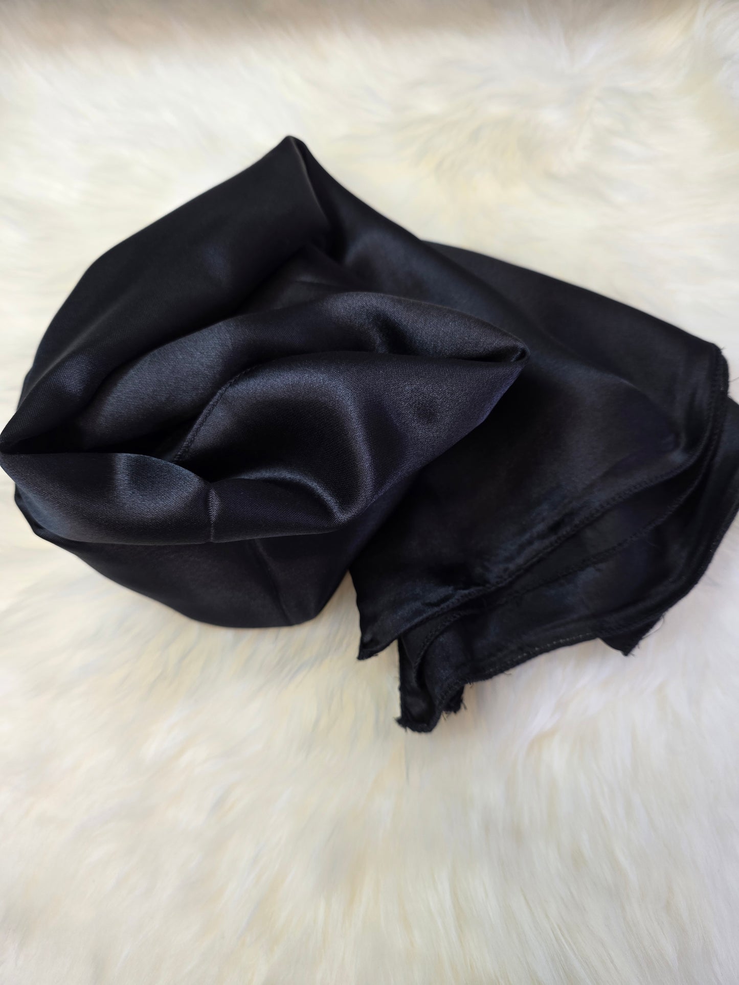 Foulard en Fibre de Soie Uni 170×60 cm Noir