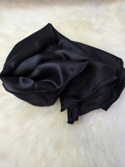 Foulard en Fibre de Soie Uni 170×60 cm Noir
