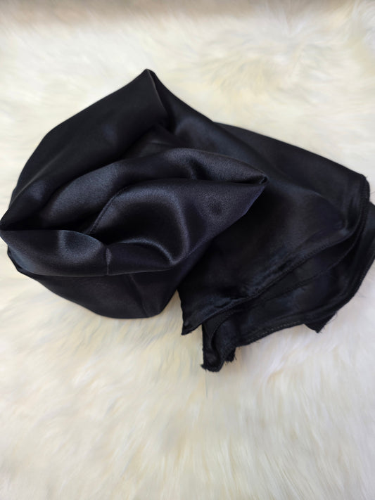 Foulard en Fibre de Soie Uni 170×60 cm Noir