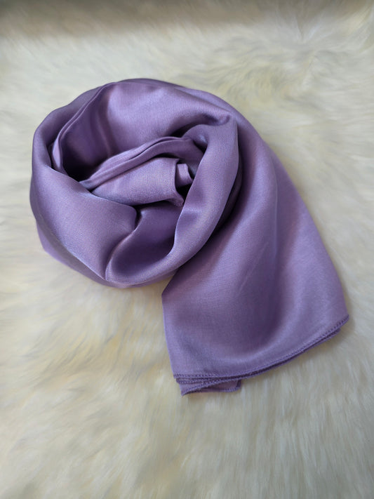 Foulard en Fibre de Soie Uni 170×60 cm Lila
