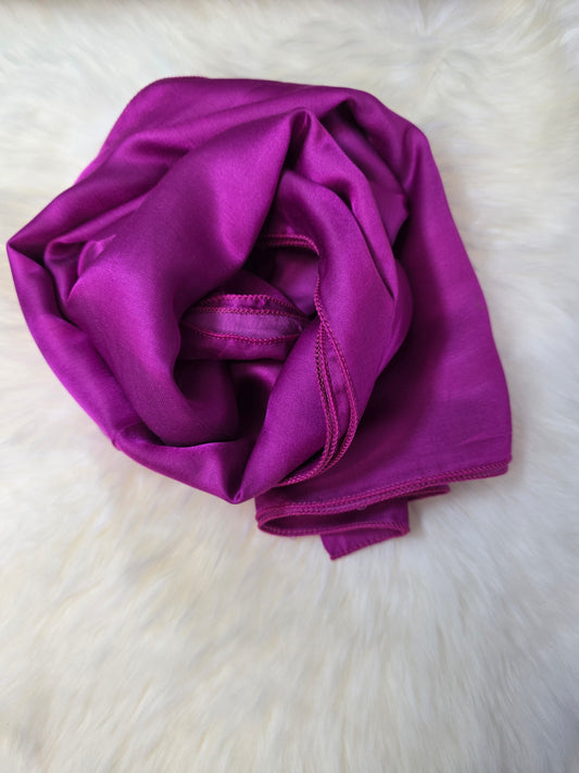 Foulard en Fibre de Soie Uni 170×60 cm Rose fushia
