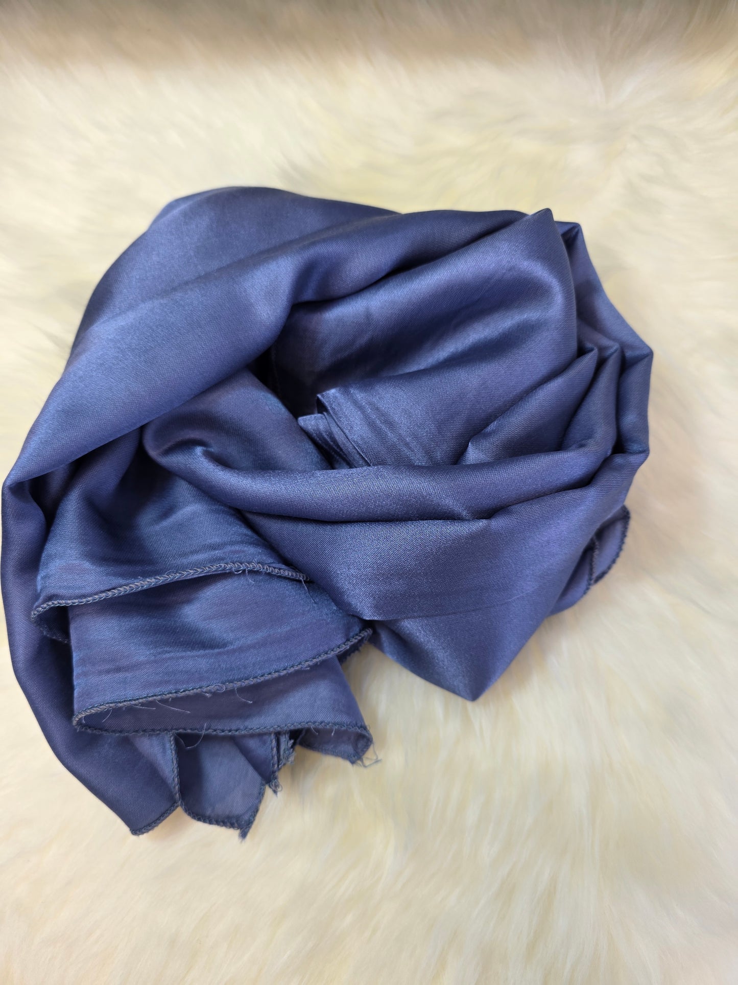 Foulard en Fibre de Soie Uni 170×60 cm Bleu