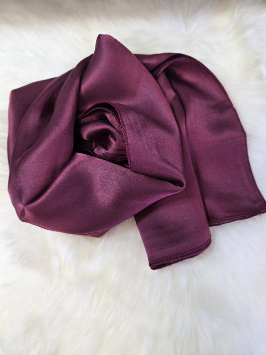 Foulard en Fibre de Soie Uni 170×60 cm Bordeau