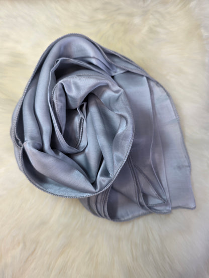 Foulard en Fibre de Soie Uni 170×60 cm Gris