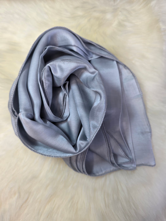 Foulard en Fibre de Soie Uni 170×60 cm Gris