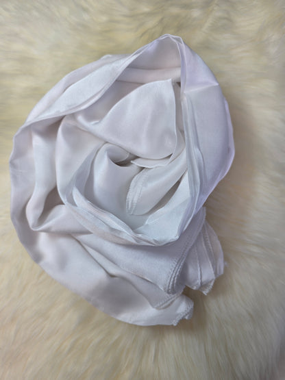 Foulard en Fibre de Soie Uni 170×60 cm Blanc