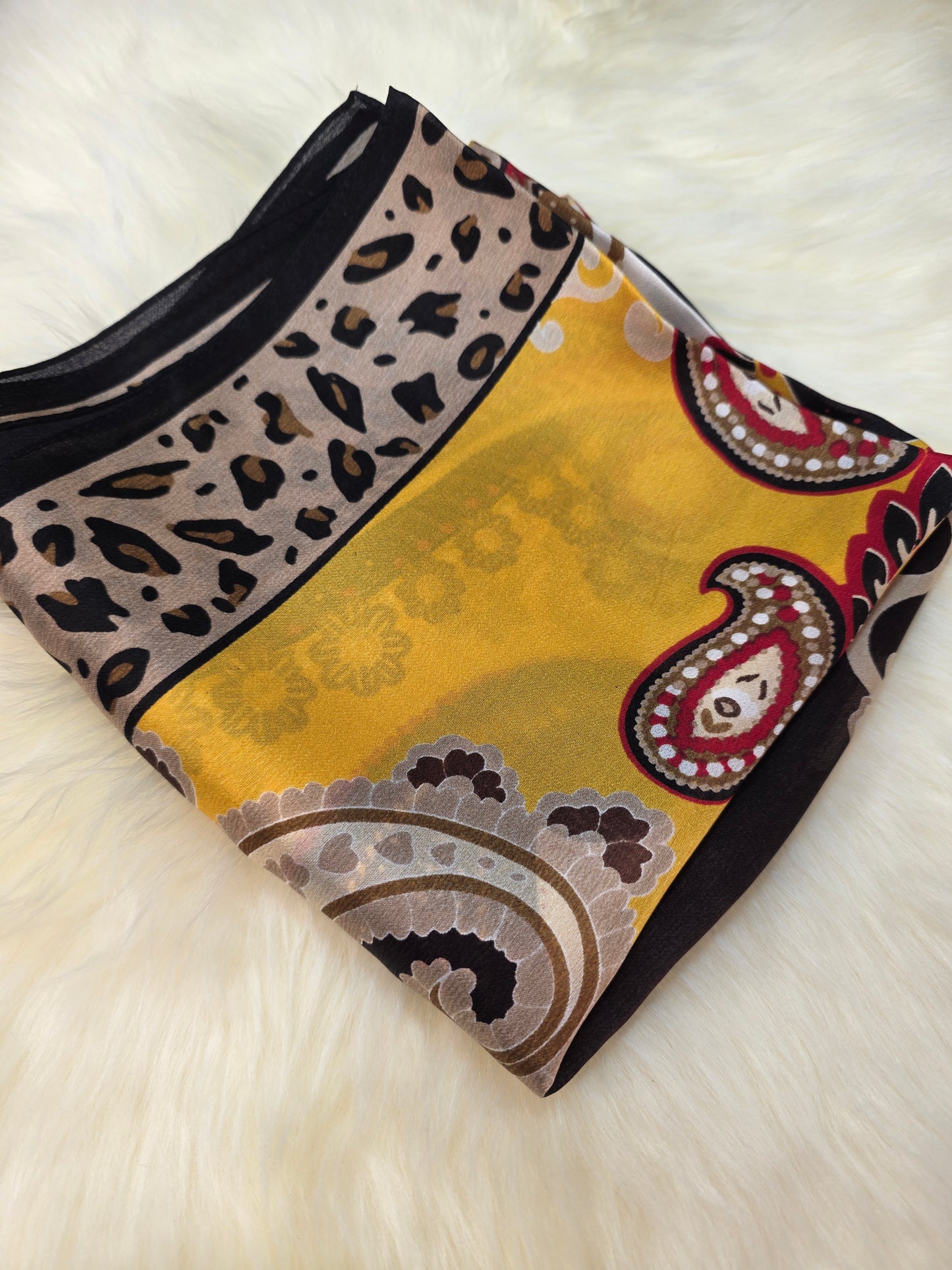 Foulard Soie Premium – Rectangle 170 x 60 cm Noir et jaune
