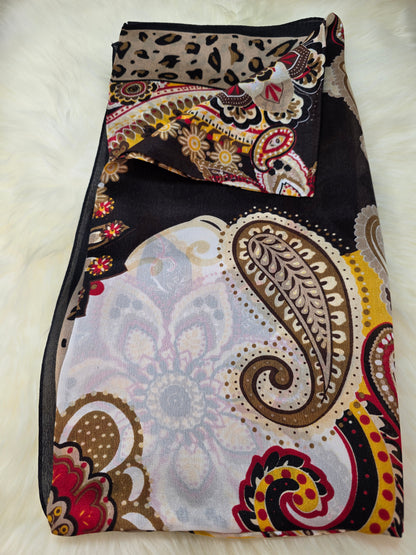Foulard Soie Premium – Rectangle 170 x 60 cm Noir et jaune