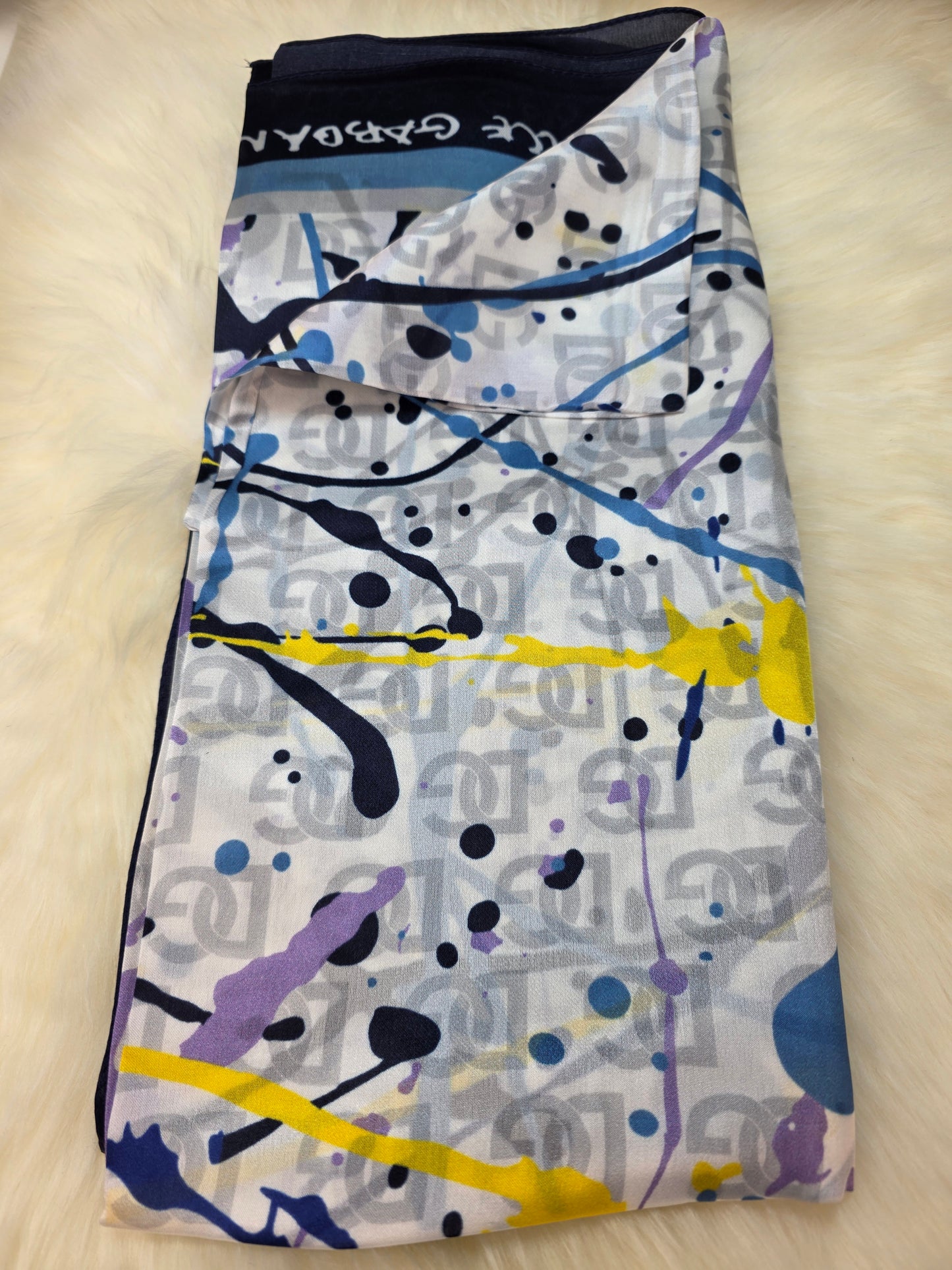 Foulard Soie Premium – Rectangle 170 x 60 cm Jaune Blanc
