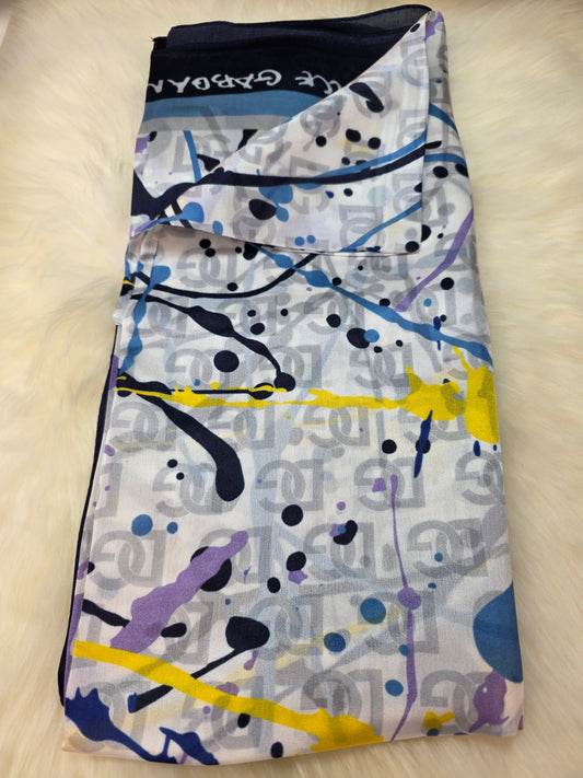 Foulard Soie Premium – Rectangle 170 x 60 cm Jaune Blanc
