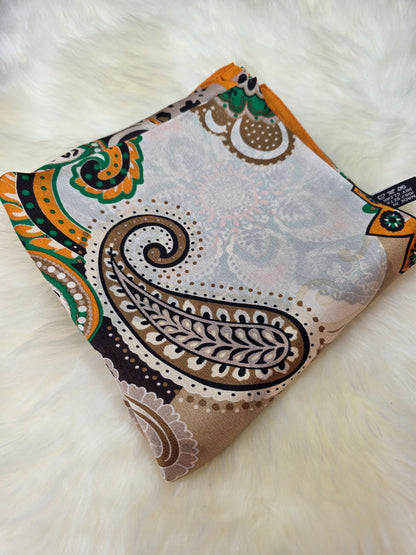 Foulard Soie Premium – Rectangle 170 x 60 cm Orange et taupe