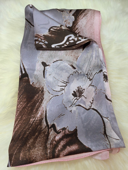 Foulard Soie Premium – Rectangle 170 x 60 cm Brun et gris