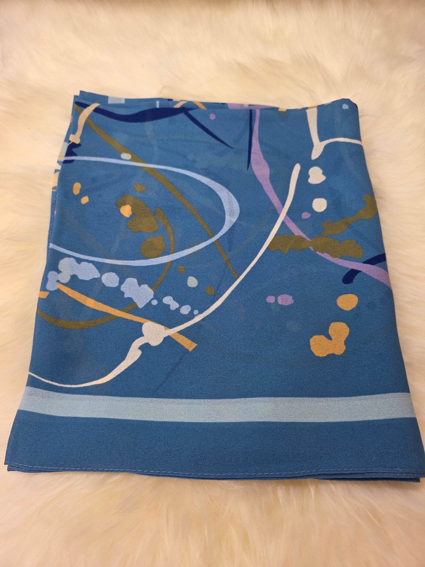 Foulard en Crêpe d'Italie 170×60 cm Bleu