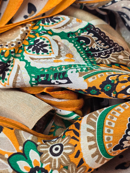 Foulard Soie Premium – Rectangle 170 x 60 cm Orange et taupe