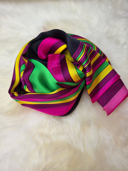 Foulard Soie Premium – Rectangle 170 x 60 cm Vert et mauve