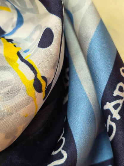 Foulard Soie Premium – Rectangle 170 x 60 cm Jaune Blanc