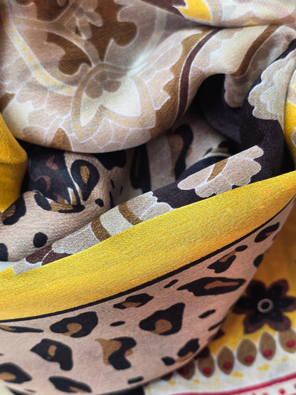 Foulard Soie Premium – Rectangle 170 x 60 cm Noir et jaune