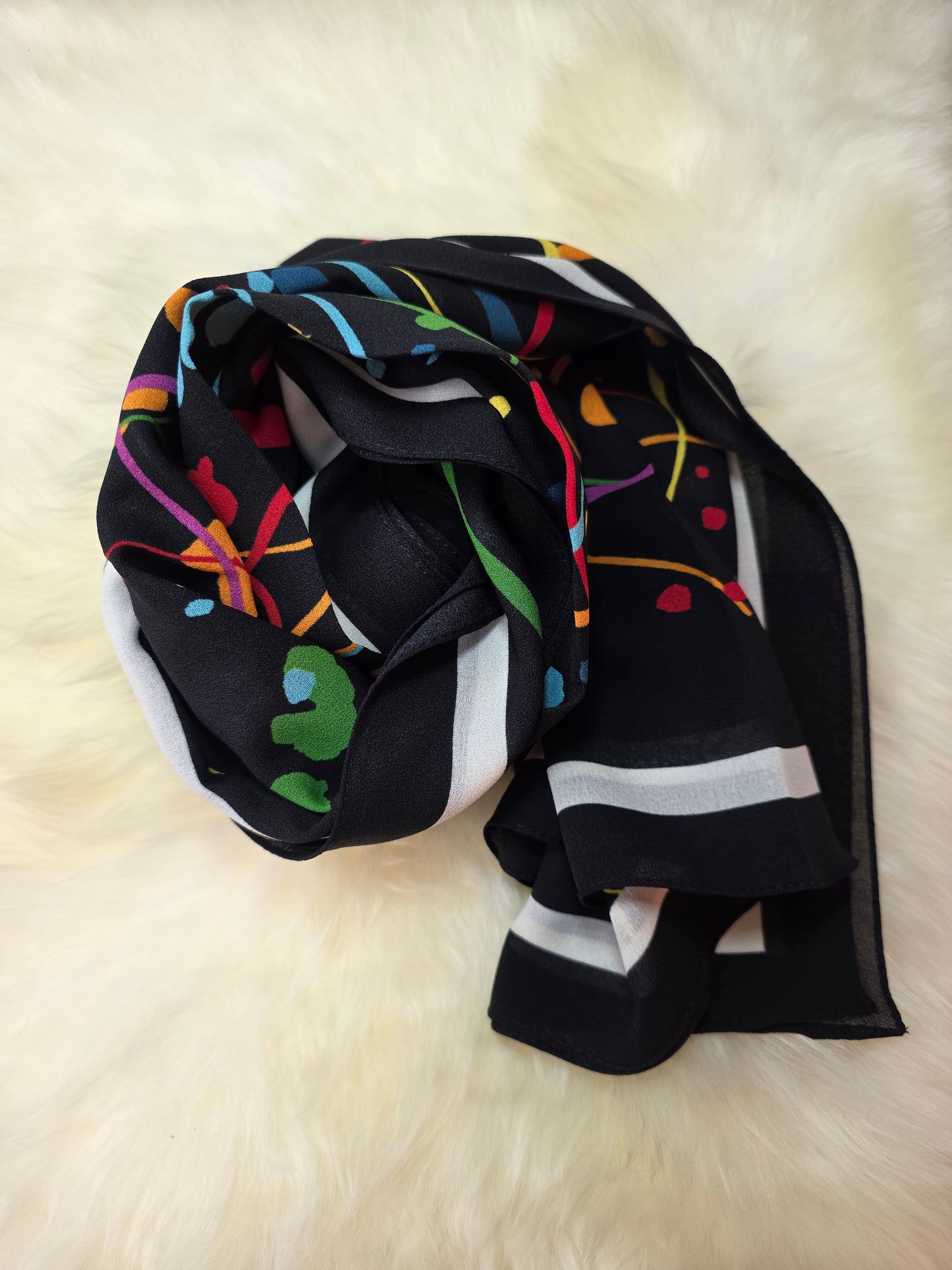 Foulard en Crêpe d'Italie 170×60 cm Noir