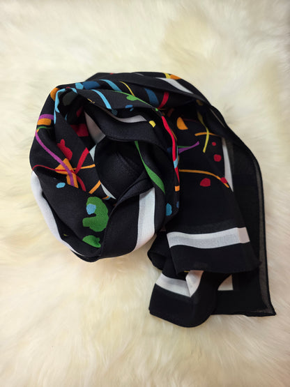 Foulard en Crêpe d'Italie 170×60 cm Noir