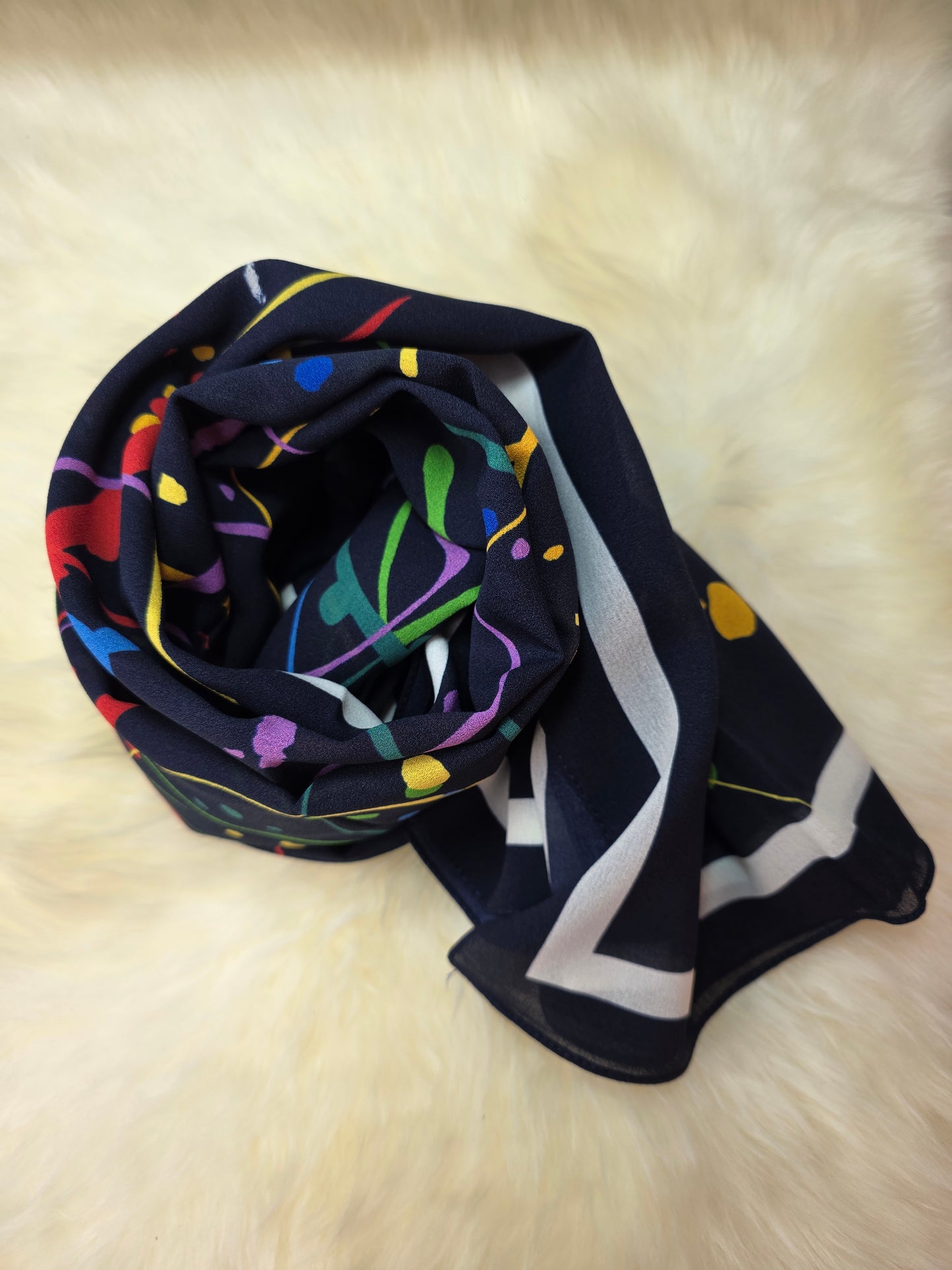 Foulard en Crêpe d'Italie 170×60 cm Bleu