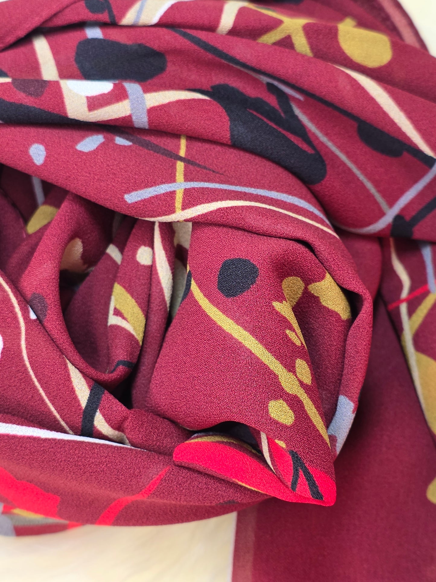 Foulard en Crêpe d'Italie 170×60 cm Bordeaux