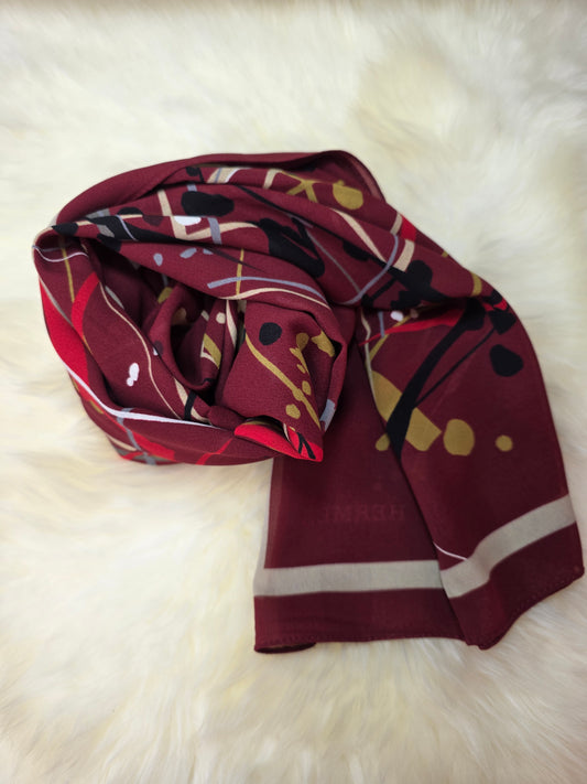 Foulard en Crêpe d'Italie 170×60 cm Bordeaux